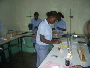Students doing chemistry practical