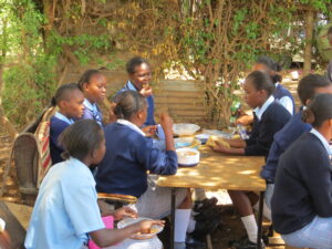 Students eating at the lunch break